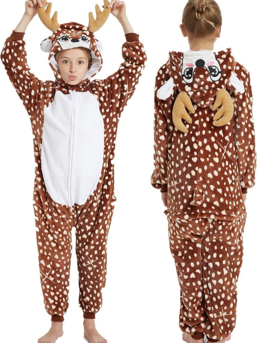 Cozy Kids Reindeer Onesie Costume | Cute Animal Pajamas for Halloween
